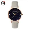 Horloges HM Top Japans origineel geïmporteerd quartz horloge Dames waterdicht leer Flash Star Dial damesklok