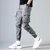 Erkek pantolon erkek kadınlar bahar jogger cep siyah gri dimi pamuk joggers şerit manşet rahat pantolon 2024 hip hop giyim