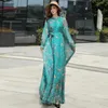 Arrives Chiffon Long Sleeve Floral Print Dress Boho Plus Size Women Beach Party Garden Maxi Dress Elegant Vestidos Robe 240313