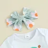 Ensembles de vêtements imprimés Daisy pour bébés filles, vêtements avec lettres, barboteuse à manches courtes, body à volants, bandeau, tenue d'été