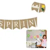 زخرفة الحفلات Hello Spring Letters Banting Banner Decorative Frlap Supplies للاحتفال بالمهرجان