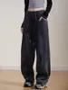 Calças femininas mulheres cinza baggy vintage harajuku y2k 90s retro oversize sweatpants cintura alta larga jogger calças 2000s roupas 2024