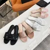 City Shoes Designer de marque italienne Sliders Femmes Pantoufles Casual Fashion Party Événements Plat Glitter Diamond Slipper Noir Blanc Rose mousseux hostore 35-43