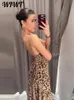 Sexy imprimé léopard gaze robe fronde femmes sans manches dos nu hanche paquet robes de soirée femme été mode robe de soirée 240401