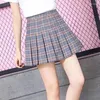 Saias 2024 fina solta a linha feminina primavera verão sexy xadrez plissado saia mulheres estudante coreano cintura alta jk mini mulher