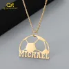 Colliers Collier de nom de football personnalisé pour hommes Gold en acier inoxydable en or chaîne de plaques signalétiques avec lettre de Noël Jewelry Men Gift