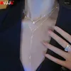 Choker lång y-formad tofs glänsande strasshalsband kvinnor personlighet mode dubbel lager sexig klavikelkedja bröllop smycken