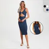 Lente/zomer dames nieuwe two-wear slim fit pure Desire-jurk met hoogwaardige split sexy gewikkelde heuprok