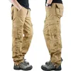 Herrbyxor fickor män casual bomull raka byxor shorts pantalon herrar sport outwear joggers militär last taktisk stor