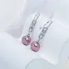 Boucles d'oreilles pendantes violettes naturelles, perles d'eau douce rondes de 10 à 11mm, crochet de couleur argent et doré S925, vente en gros