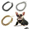 Halsbanden Riemen Galvaniseren Geen verkleuring Puppy niet vervagen Accessoire voor kleine huisdieren Kattenhalsband Gouden ketting Drop Delivery Dhxvv