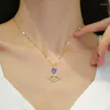 Pendentif Colliers Lumière De Luxe Lèvre Clé Zircon Collier En Acier Inoxydable Mode Géométrique Collier Bijoux Cadeaux De Fête Pour Femmes Filles