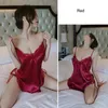 44u6 sexy pyjama's exotische slaapkleding nachtjurk erotische kleding sexy dames lingerie kanten ruches doorzichtige korte rok+g-string lingerie set 2404101