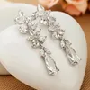 SLBRIDAL – boucles d'oreilles lustre en zircone cubique, réglage pavé, pendantes de mariage, CZ pour femmes et filles, bijoux quotidiens à la mode, 240401