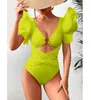 Drukuj seksowne jednoczęściowe stroje kąpielowe Kobiety kąpielowe push up Monokini Ruffle Swim Rait Bathing Kobieta letnia plaża