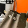 BK Platinum Leather Designer Handsbags Women Luxurys Cowneck Togo Taille 25 30 35 Elephant Grey Sac Gold Silver