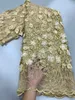 Elegant French Tulle 3D Applique Lace Fabric Hight Quality African Pearls With Stones for Women Party Dress Sew 240320