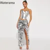 Röcke Waterarea Frauen High Side Split Bodycon Midi Pailletten Maxi Rock 2024 Straße Sexy Party Cocktail Abend Lange Bleistift