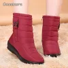 Bottes COMEMORE 2023 Nouveau hiver neige chaude noire plate-forme noire Boot de la cheville pour femmes chaussures talons de coin hiver-ferme-glissière Bottises féminines