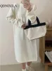 Lässige Kleider Damen 2024 Herbst Winter in abnehmbaren Ärmeln Rundhals koreanische Version lose faule Pullover Kleid Frau Kleidung