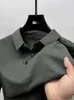 Polos pour hommes 2024 Été Haut de gamme Mode Checker Imprimé Soie de glace Polo à manches courtes à la mode Revers Casual T-shirt Respirant Top