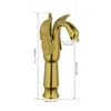 Bathroom Sink Faucets JIENI Golden Plated Swan Bathrooom Faucet Tall Waterfall Chrome Polish Deck Mounted Wash Basin Soild Brass Mixer Tap