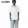 Magliette da uomo ZAZOMDE Scollo Lettera T-shirt a maniche corte in cotone stampato Top Casual Uomo Streetwear Uomo sciolto