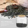 Storage Bottles Glass Tea Airtight Food Containers Jar Bamboo Lid Jars & Canisters Pots
