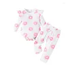 Clothing Sets Born Baby Girls Fall Winter Outfits Long Sleeve Ruffle Floral Print Sweatshirt Romper Pants 2PCS Infant