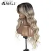 Synthetische pruiken nobele watergolf synthetische kant voor pruik 28 inch bruine pruik kanten voor pruik ombre blonde blonde rollenspel pruik pruik vrouw kan kant voor pruik y240401