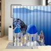 Shower Curtains Greek Town Curtain Set Plant Flowers Sea Landscape Pattern Bathroom Decoration Hanging Bathtub Screen Wall Cloth