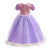 Girl Rapunzel Dress for Kid Halloween Princess Cosplay Costume For Birthday Party Gift Purple Paljetter Mesh kläder 240314