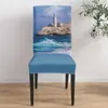 의자 덮개 Ocean Wave Lighthouse Cover 세트 부엌 식사 스트레치 스판덱스 좌석 슬립 코버