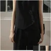 Gilet da donna Giacca estiva senza maniche Abbigliamento esterno Gilet vintage slim fit Top Gilet nero Donna Moda coreana Design chic Dr Otw6X