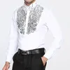 Chemises habillées pour hommes Hommes Semi-Circle Chemise à paillettes avec Bowtie Stage Performance Mens Mariage Manches longues