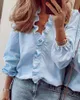 Женские блузки Рубашки Весна-Лето с длинными рукавами с рюшами и v-образным вырезом с рюшами и буквенным принтом Блузка Топы Femme Blusas Y2K Drop Deliver Dhper