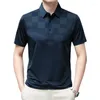 Мужские поло 2024, летняя футболка с коротким рукавом, повседневная клетчатая рубашка на пуговицах с надписью, модные свободные удобные топы с отложным воротником