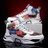 Boots weh Men Sneakers High Top Chaussures Spring and Automn Platform Plateforme Breathable Graffiti Toivas and Pu Man Shoe Tenis masculino Zapatillas