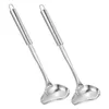 Spoons 2 Pcs Stainless Steel Sauce Spoon Soup Serving Kitchen Gadget Long Handle Mini Scoops