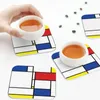 Placemats Mondriaan Minimalist De Stijl Moderne Kunst Fatfatin Onderzetters Koffie Set van 4 Placemats Cup Servies Pads Voor Thuis Eetbar