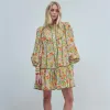 Kvinnors miniklänning 2023 Spring New Print Dress Bohemian Vintage Elegant and Unique Casual Lantern Sleeves Non for Women Dress