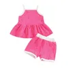 Kledingsets Peutermeisje Zomeroutfits Bloempatroon Bandjes Mouwloze tanktops Elastische taille Shorts 2-delige kledingset