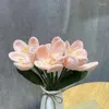 Flores decorativas diy mão-malha tulipa flor mão tecido crochê buquê de casamento presente dos namorados para os amantes presentes do dia das mães