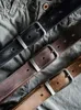 Cinturones Vintage de lujo hecho a mano hebilla de cuero cinturón para hombre Cinturon Gotico denim retro jeans casuales a juego completo cinturón suave 160 cm Q240401