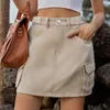 Solid Color Casual Loose Denim Short Skirts For Women Summer Vintage Womens Jeans Skirt Elegant Fashion Female Dresses 240401