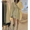 Work Dresses Winter Korean Chic Sweet Sweater Coat V-neck Lazy Retro Knitted Cardigan Sling Short Sexy Dress Two Piece Set Women Outfits