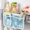 Sacs de rangement Réfrigérateur Sac en maille Deux grilles suspendues Organisateur d'assaisonnement bien rangé avec crochet Poche pour réfrigérateur de cuisine