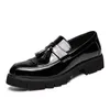 Casual Shoes England Style Men Business Wedding Formal Dress Patent Leather Tassels Slip-On Driving Shoe Black Brogue Loafers