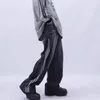 Mäns jeans 2024 Y2K Streetwear tvättade svarta randiga baggy byxor för män kläder sida blixtlås rakt löst hip hop gamla denim byxor