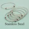 Bangles 100 Pieces Stainless Steel Charm Bangle Bracelet Adjustable Charm Bracelet Blank Wire Bangle Stainless Steel Charm Bracelet